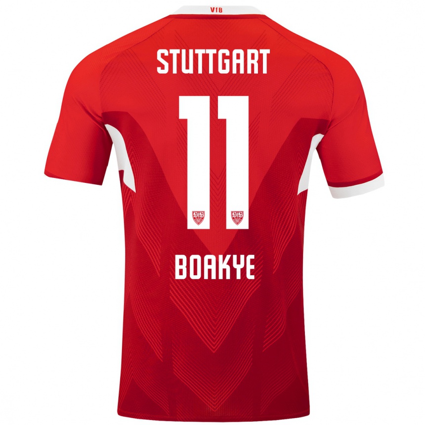 Niño Fútbol Camiseta Benjamin Boakye #11 Rojo Blanco 2ª Equipación 2024/25 Perú