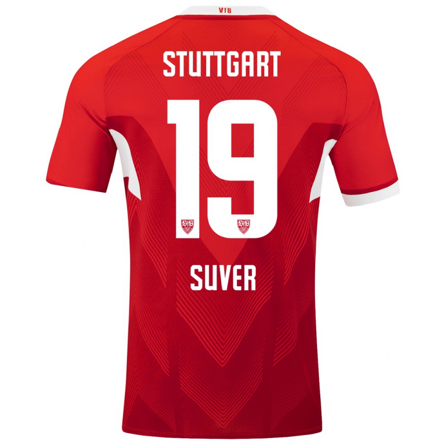 Niño Fútbol Camiseta Jakov Suver #19 Rojo Blanco 2ª Equipación 2024/25 Perú