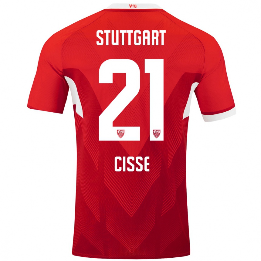 Niño Fútbol Camiseta Moussa Cissé #21 Rojo Blanco 2ª Equipación 2024/25 Perú