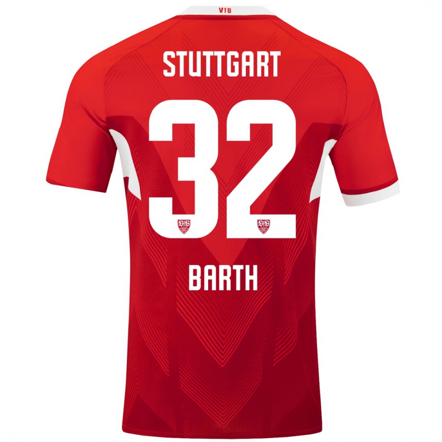 Niño Fútbol Camiseta Tom Barth #32 Rojo Blanco 2ª Equipación 2024/25 Perú