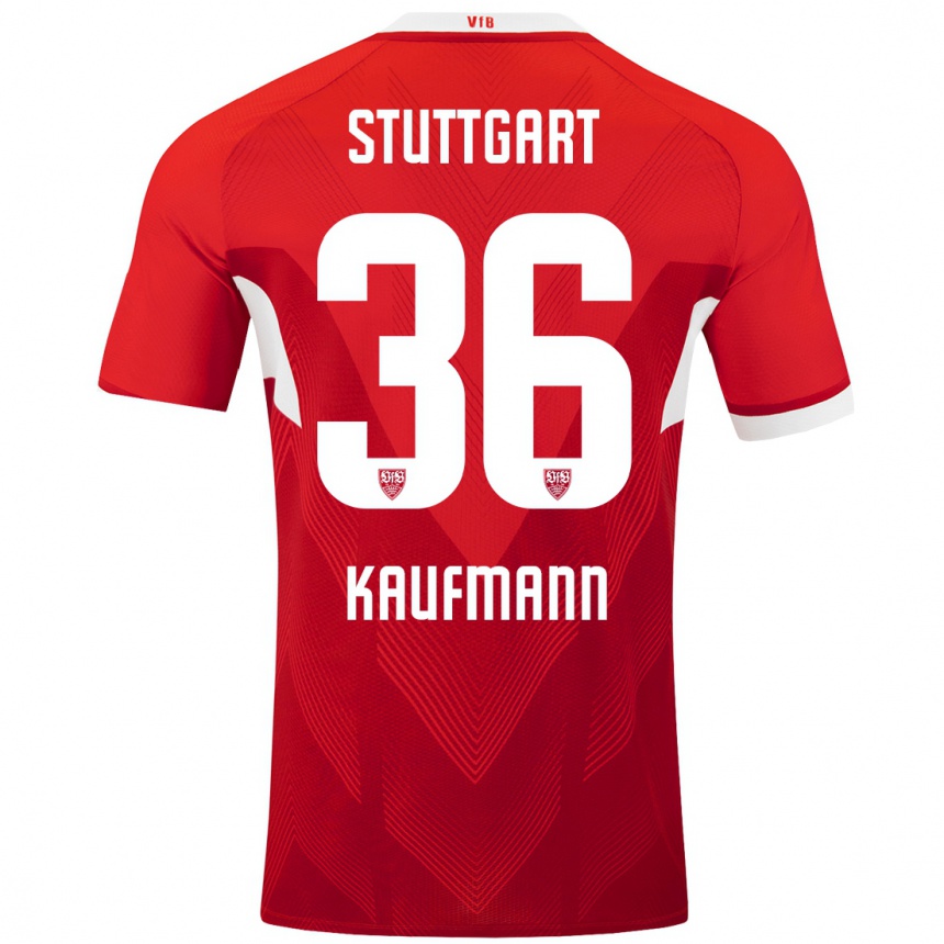 Niño Fútbol Camiseta Tino Kaufmann #36 Rojo Blanco 2ª Equipación 2024/25 Perú