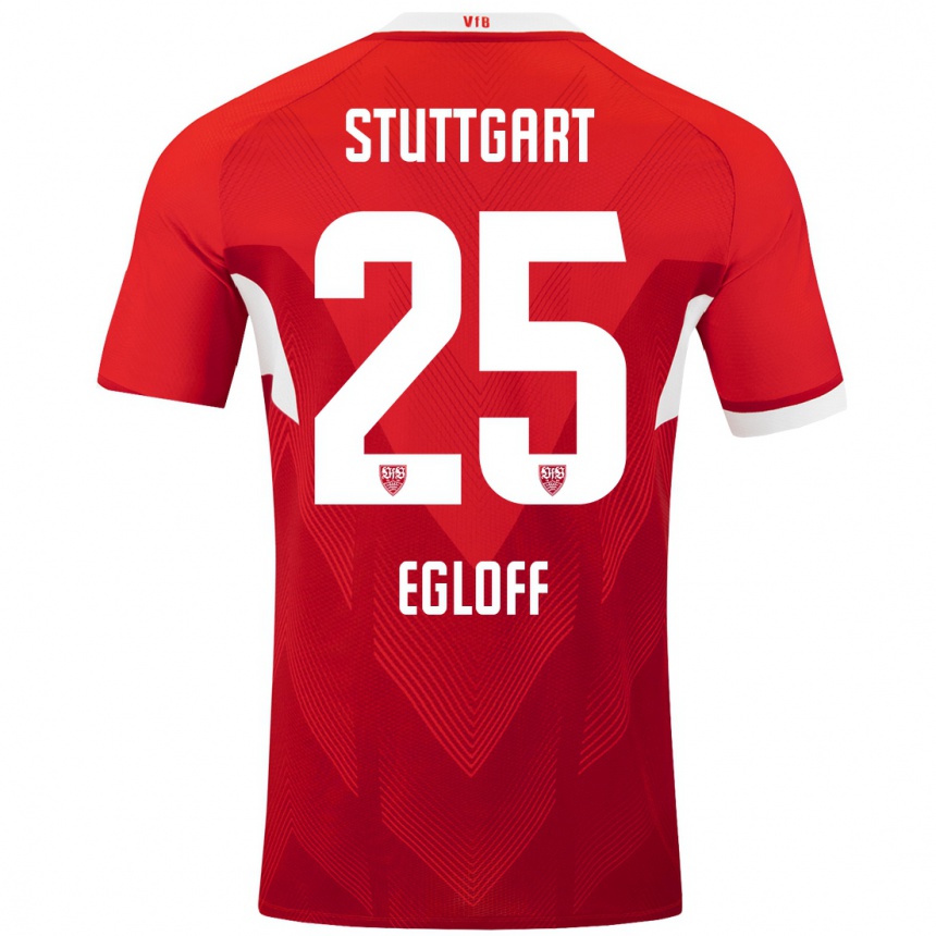 Niño Fútbol Camiseta Lilian Egloff #25 Rojo Blanco 2ª Equipación 2024/25 Perú