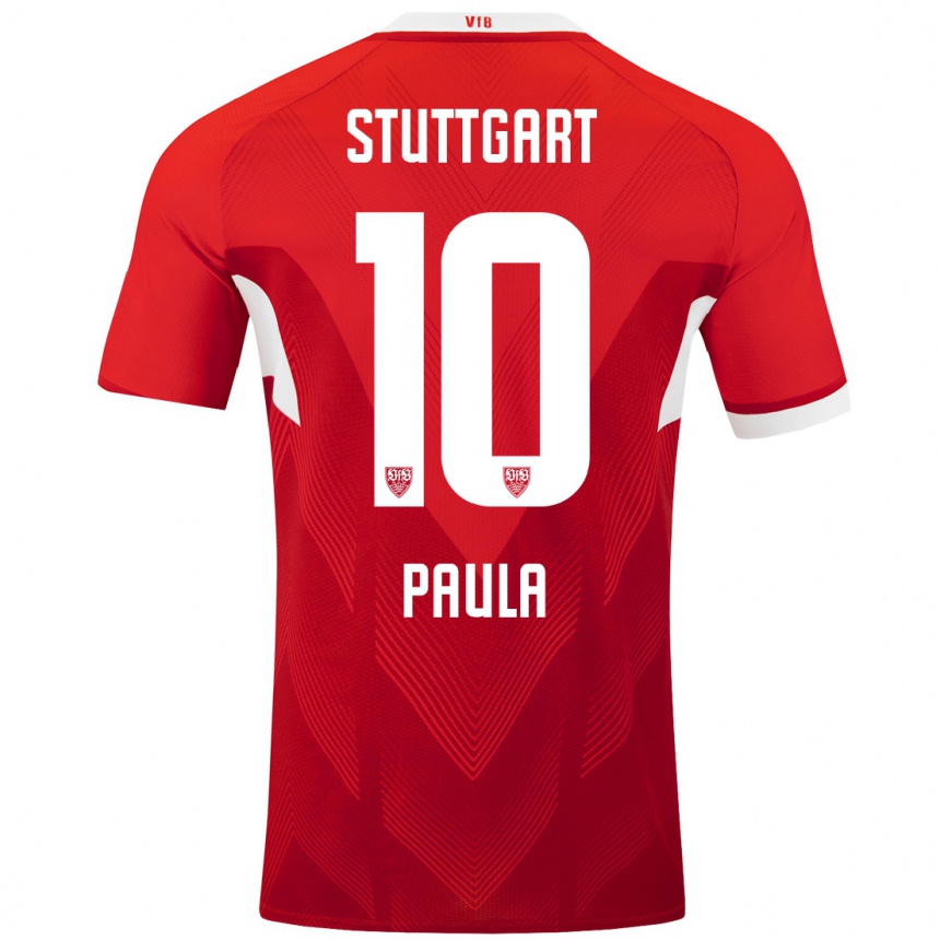 Niño Fútbol Camiseta Raul Paula #10 Rojo Blanco 2ª Equipación 2024/25 Perú