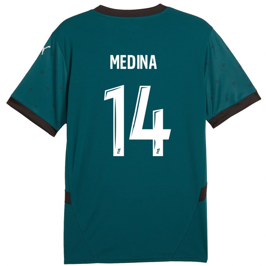 Niño Fútbol Camiseta Facundo Medina #14 Verde Oscuro 2ª Equipación 2024/25 Perú