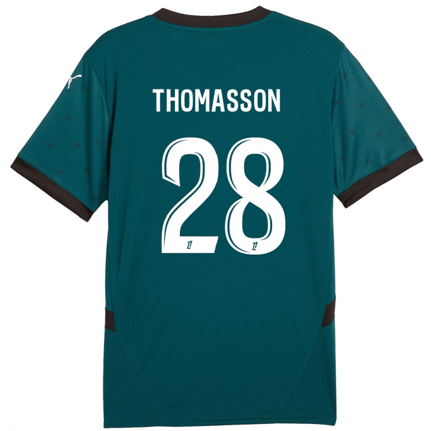 Niño Fútbol Camiseta Adrien Thomasson #28 Verde Oscuro 2ª Equipación 2024/25 Perú