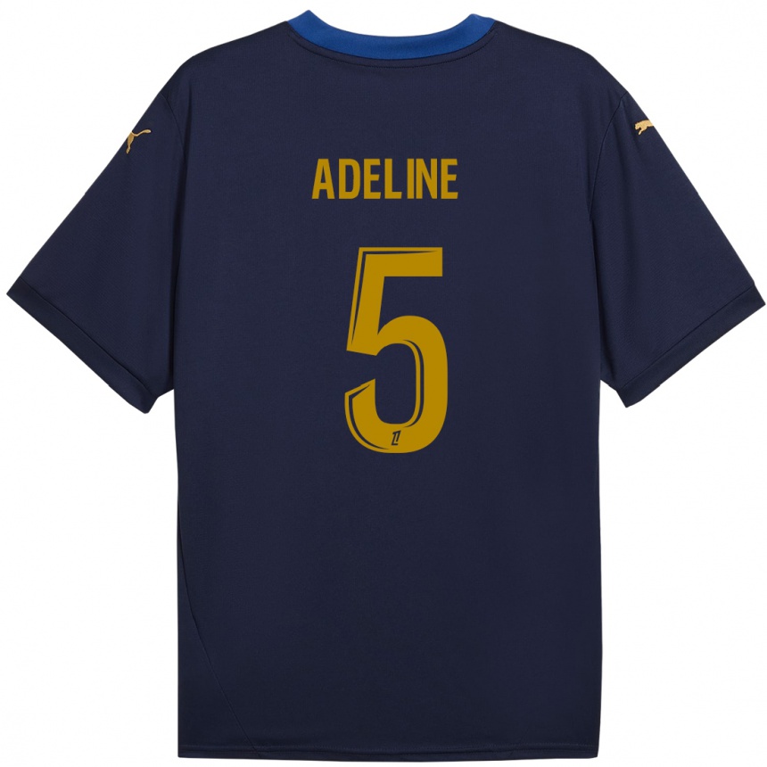 Niño Fútbol Camiseta Martin Adeline #5 Azul Marino Dorado 2ª Equipación 2024/25 Perú