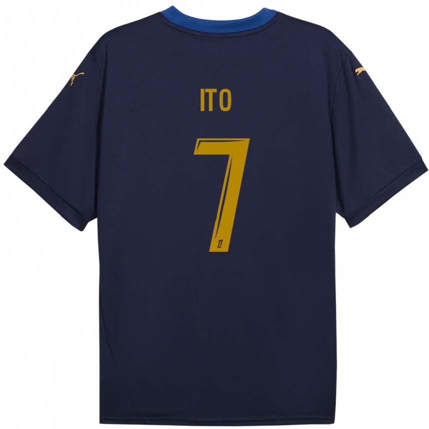 Niño Fútbol Camiseta Junya Ito #7 Azul Marino Dorado 2ª Equipación 2024/25 Perú