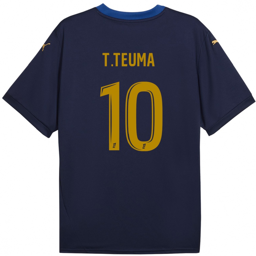 Niño Fútbol Camiseta Teddy Teuma #10 Azul Marino Dorado 2ª Equipación 2024/25 Perú