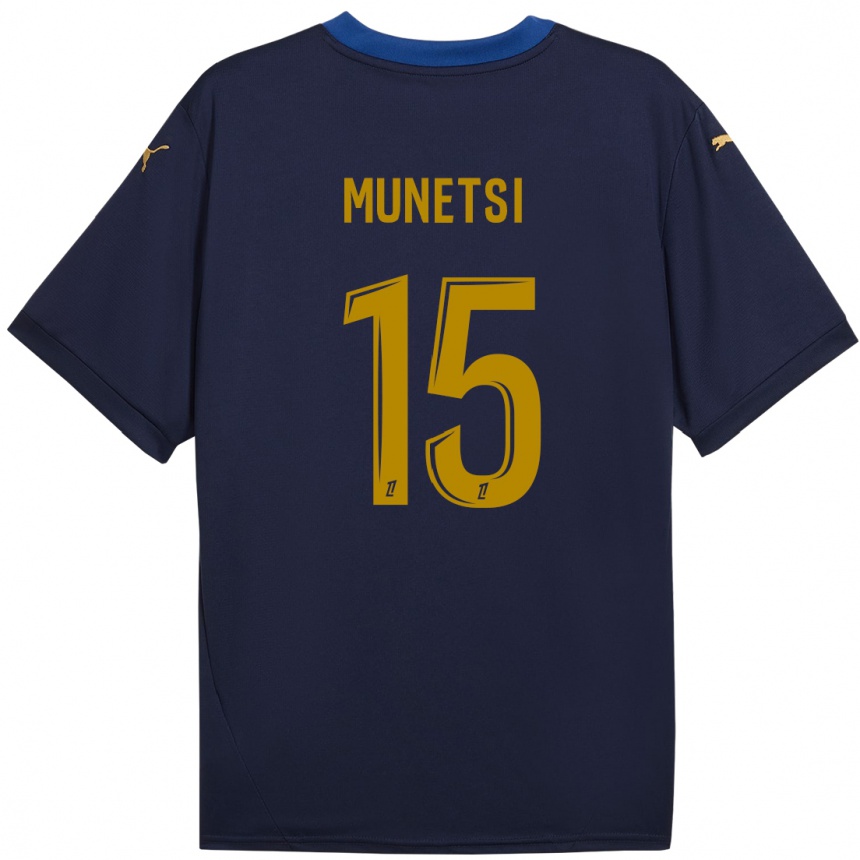 Niño Fútbol Camiseta Marshall Munetsi #15 Azul Marino Dorado 2ª Equipación 2024/25 Perú