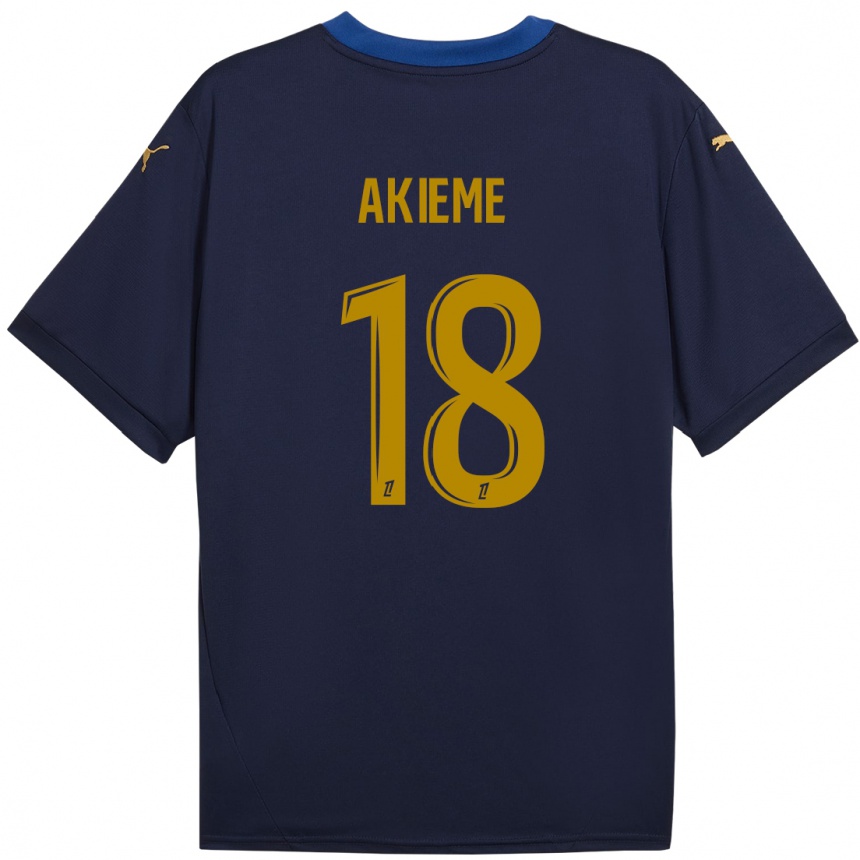 Niño Fútbol Camiseta Sergio Akieme #18 Azul Marino Dorado 2ª Equipación 2024/25 Perú