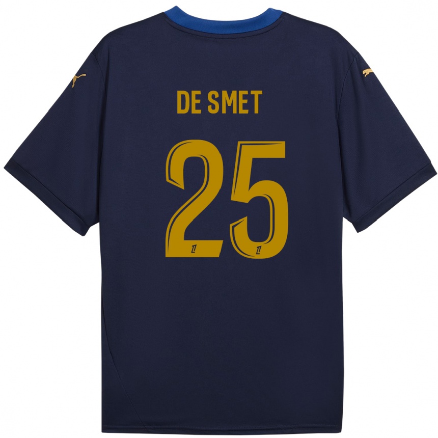 Niño Fútbol Camiseta Thibault De Smet #25 Azul Marino Dorado 2ª Equipación 2024/25 Perú