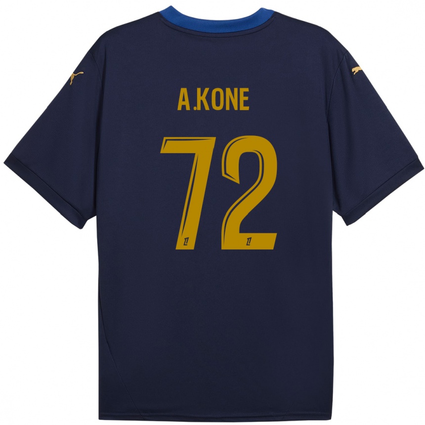 Niño Fútbol Camiseta Amadou Koné #72 Azul Marino Dorado 2ª Equipación 2024/25 Perú