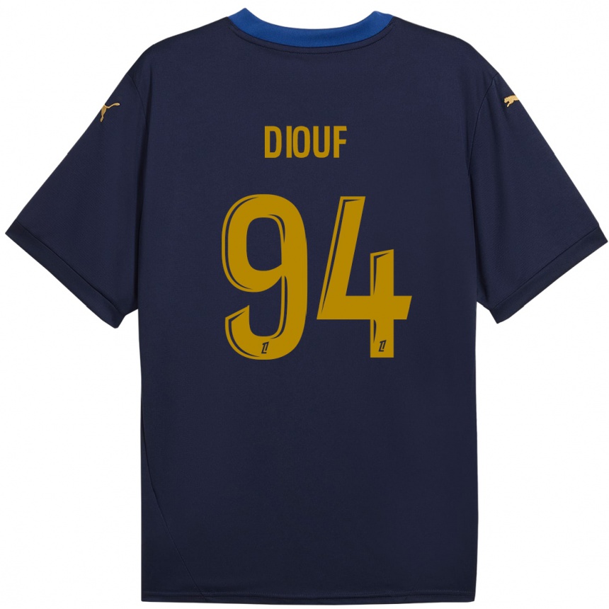 Niño Fútbol Camiseta Yehvann Diouf #94 Azul Marino Dorado 2ª Equipación 2024/25 Perú