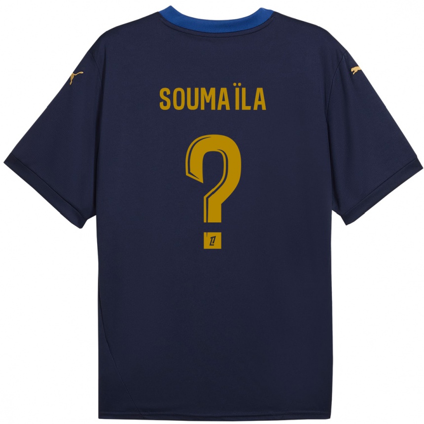 Niño Fútbol Camiseta Soumaïla Sylla #0 Azul Marino Dorado 2ª Equipación 2024/25 Perú