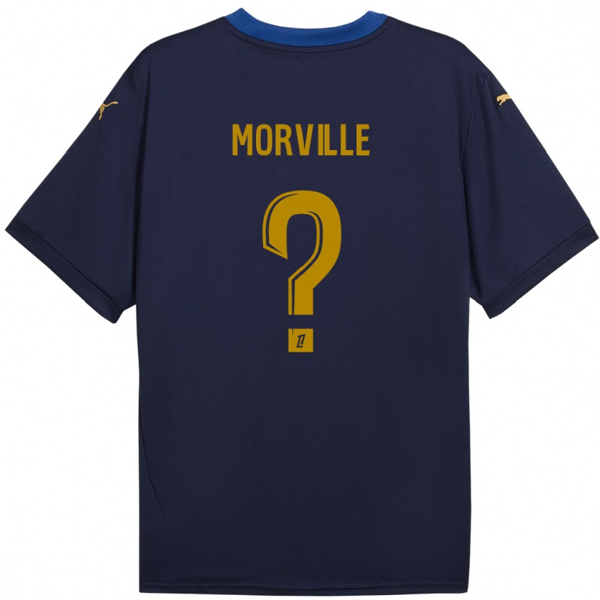 Niño Fútbol Camiseta Matisse Morville #0 Azul Marino Dorado 2ª Equipación 2024/25 Perú