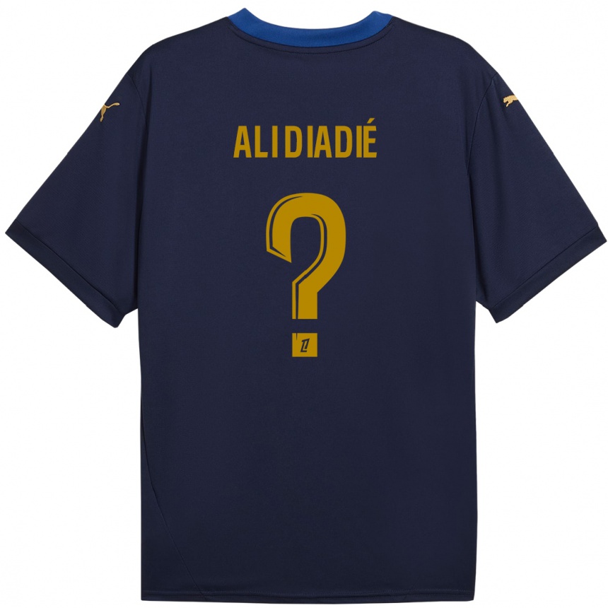 Niño Fútbol Camiseta Mohamed Ali Diadié #0 Azul Marino Dorado 2ª Equipación 2024/25 Perú