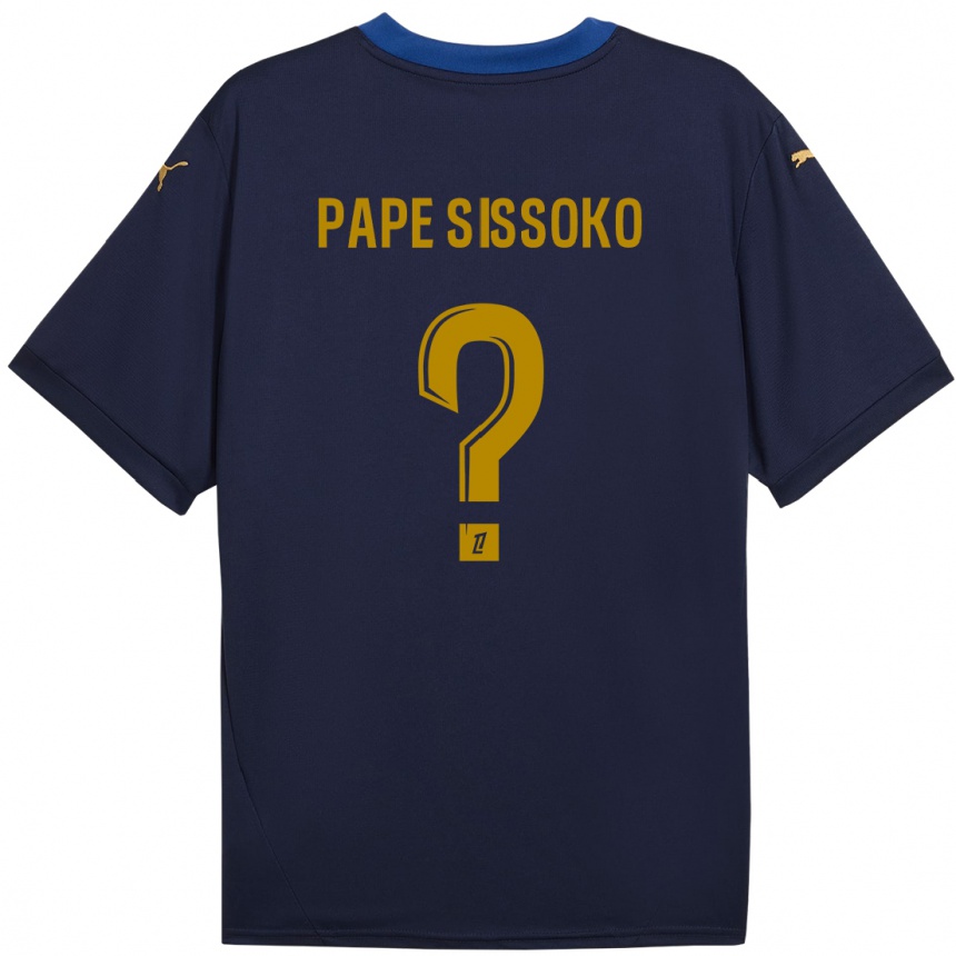 Niño Fútbol Camiseta Niama Pape Sissoko #0 Azul Marino Dorado 2ª Equipación 2024/25 Perú