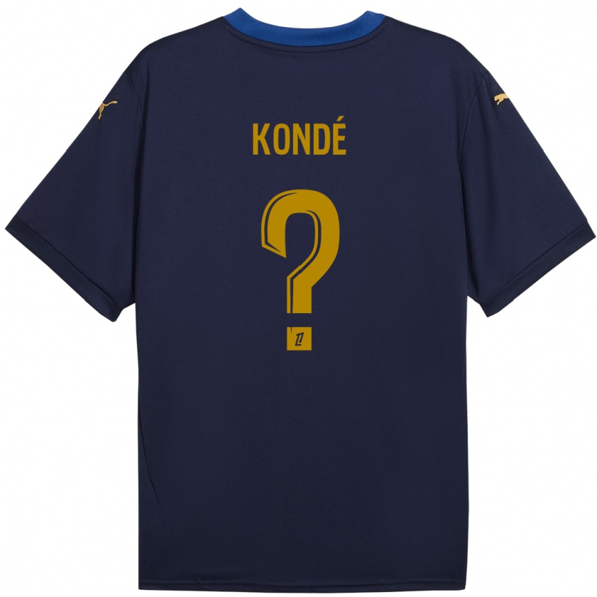 Niño Fútbol Camiseta Jean-Charles Kondé #0 Azul Marino Dorado 2ª Equipación 2024/25 Perú