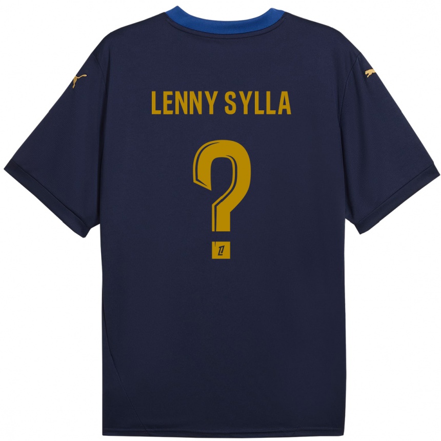 Niño Fútbol Camiseta Lenny Sylla #0 Azul Marino Dorado 2ª Equipación 2024/25 Perú