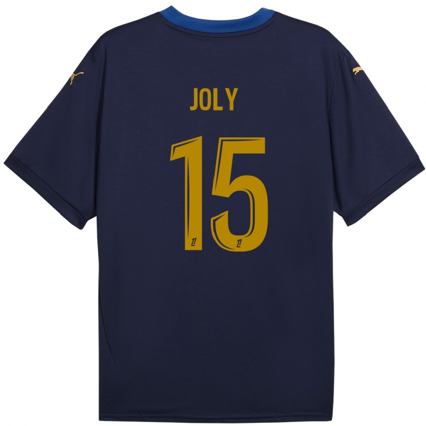 Niño Fútbol Camiseta Lou-Ann Joly #15 Azul Marino Dorado 2ª Equipación 2024/25 Perú