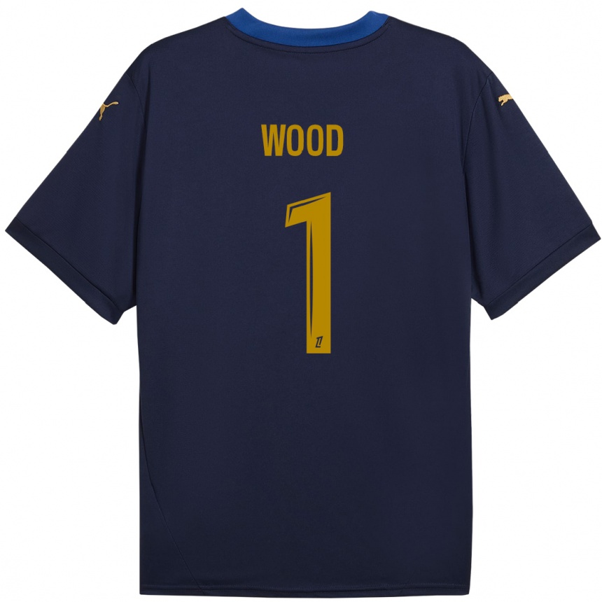 Niño Fútbol Camiseta Mackenzie Wood #1 Azul Marino Dorado 2ª Equipación 2024/25 Perú