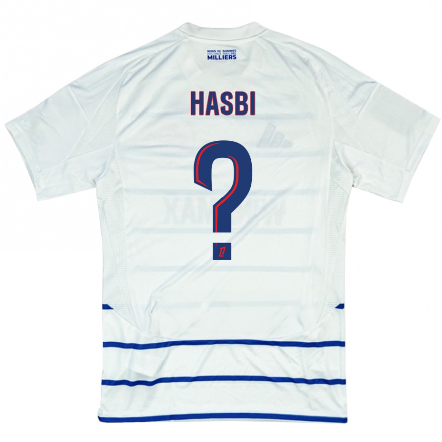 Niño Fútbol Camiseta Walid Hasbi #0 Blanco Azul 2ª Equipación 2024/25 Perú