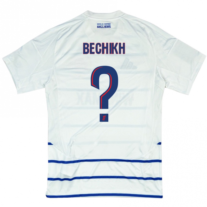 Niño Fútbol Camiseta Mohamed Bechikh #0 Blanco Azul 2ª Equipación 2024/25 Perú