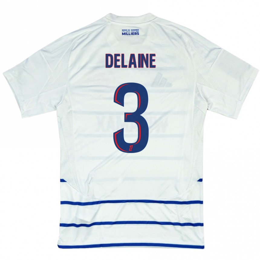 Niño Fútbol Camiseta Thomas Delaine #3 Blanco Azul 2ª Equipación 2024/25 Perú