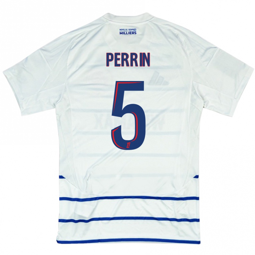 Niño Fútbol Camiseta Lucas Perrin #5 Blanco Azul 2ª Equipación 2024/25 Perú