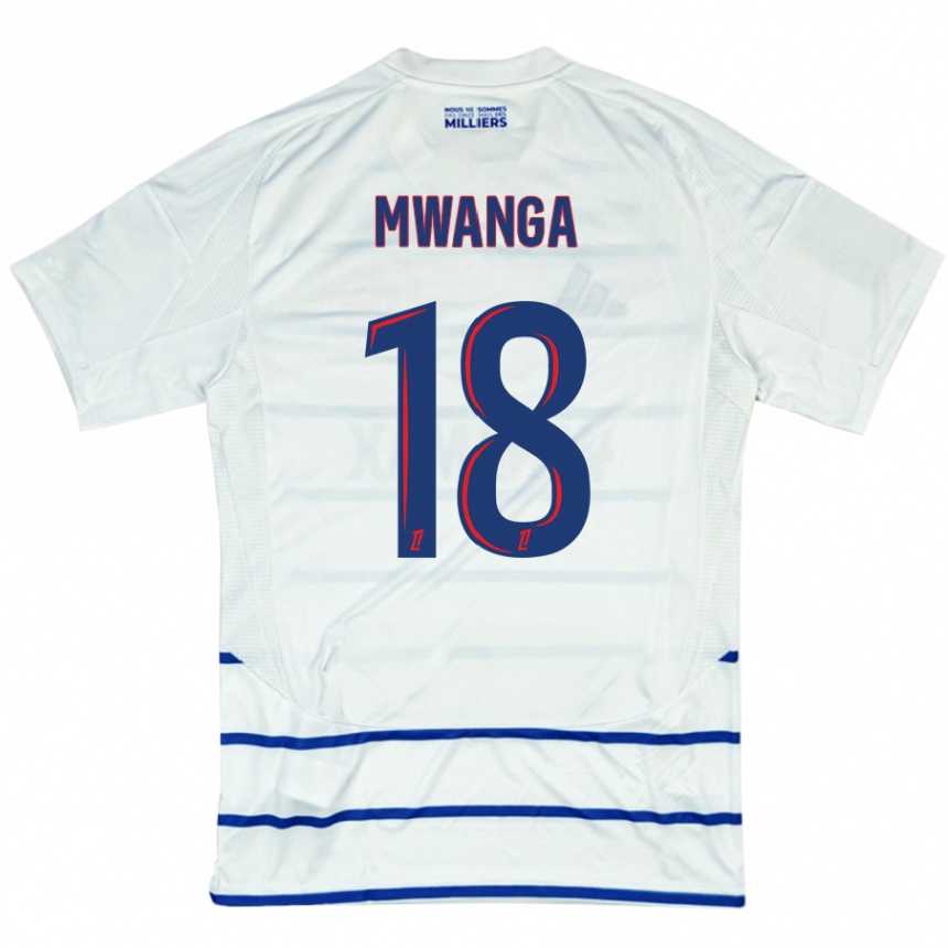 Niño Fútbol Camiseta Junior Mwanga #18 Blanco Azul 2ª Equipación 2024/25 Perú