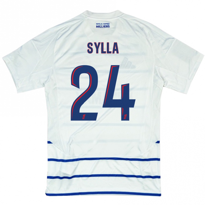 Niño Fútbol Camiseta Abakar Sylla #24 Blanco Azul 2ª Equipación 2024/25 Perú