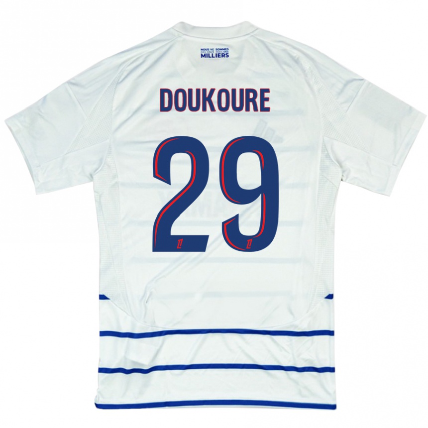 Niño Fútbol Camiseta Ismaël Doukouré #29 Blanco Azul 2ª Equipación 2024/25 Perú