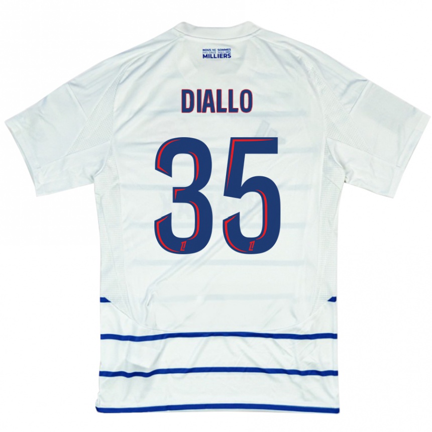 Niño Fútbol Camiseta Tidiane Diallo #35 Blanco Azul 2ª Equipación 2024/25 Perú