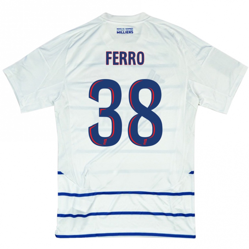 Niño Fútbol Camiseta Nolan Ferro #38 Blanco Azul 2ª Equipación 2024/25 Perú