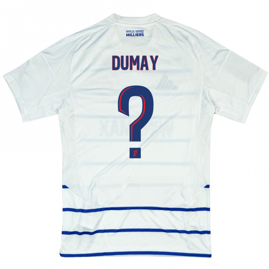 Niño Fútbol Camiseta Yoann Dumay #0 Blanco Azul 2ª Equipación 2024/25 Perú