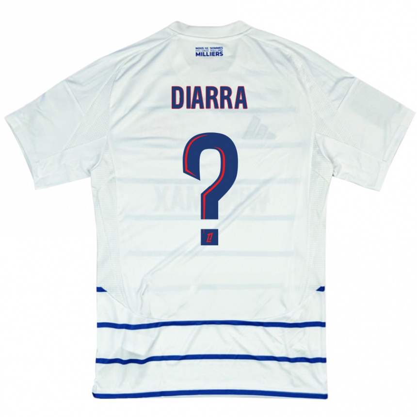 Niño Fútbol Camiseta Massaoly Diarra #0 Blanco Azul 2ª Equipación 2024/25 Perú