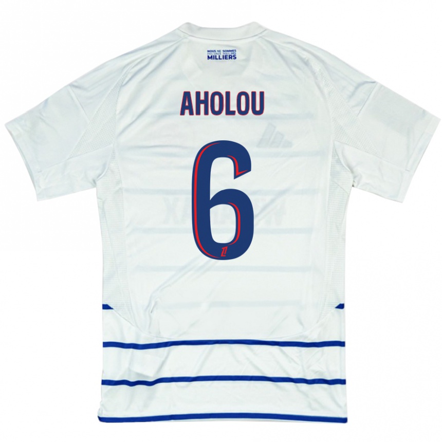 Niño Fútbol Camiseta Jean-Eudes Aholou #6 Blanco Azul 2ª Equipación 2024/25 Perú