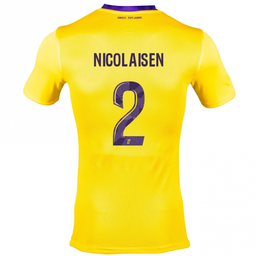 Niño Fútbol Camiseta Rasmus Nicolaisen #2 Amarillo Morado 2ª Equipación 2024/25 Perú