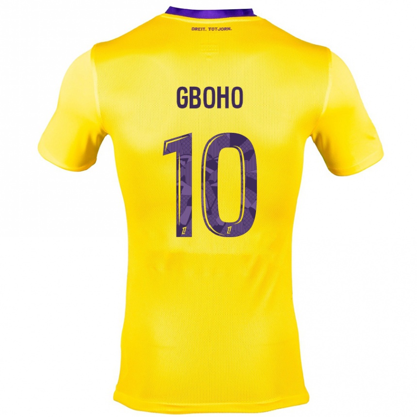 Niño Fútbol Camiseta Yann Gboho #10 Amarillo Morado 2ª Equipación 2024/25 Perú