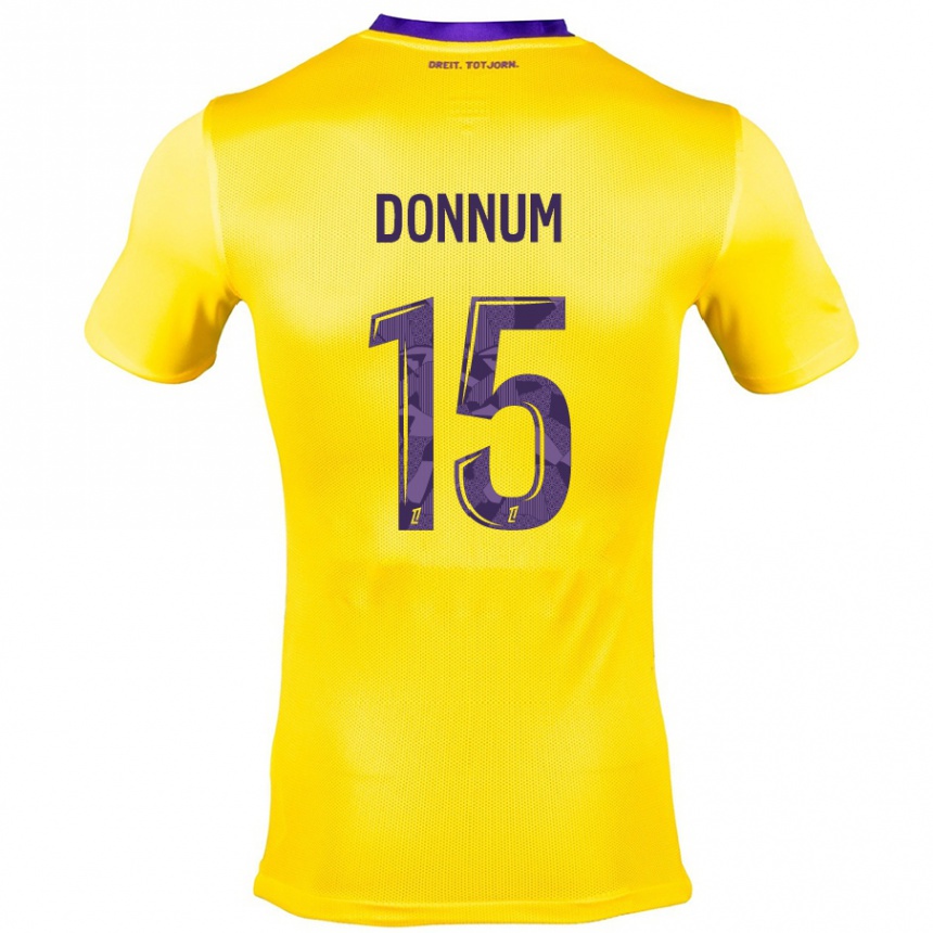 Niño Fútbol Camiseta Aron Dønnum #15 Amarillo Morado 2ª Equipación 2024/25 Perú