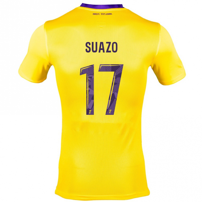 Niño Fútbol Camiseta Gabriel Suazo #17 Amarillo Morado 2ª Equipación 2024/25 Perú