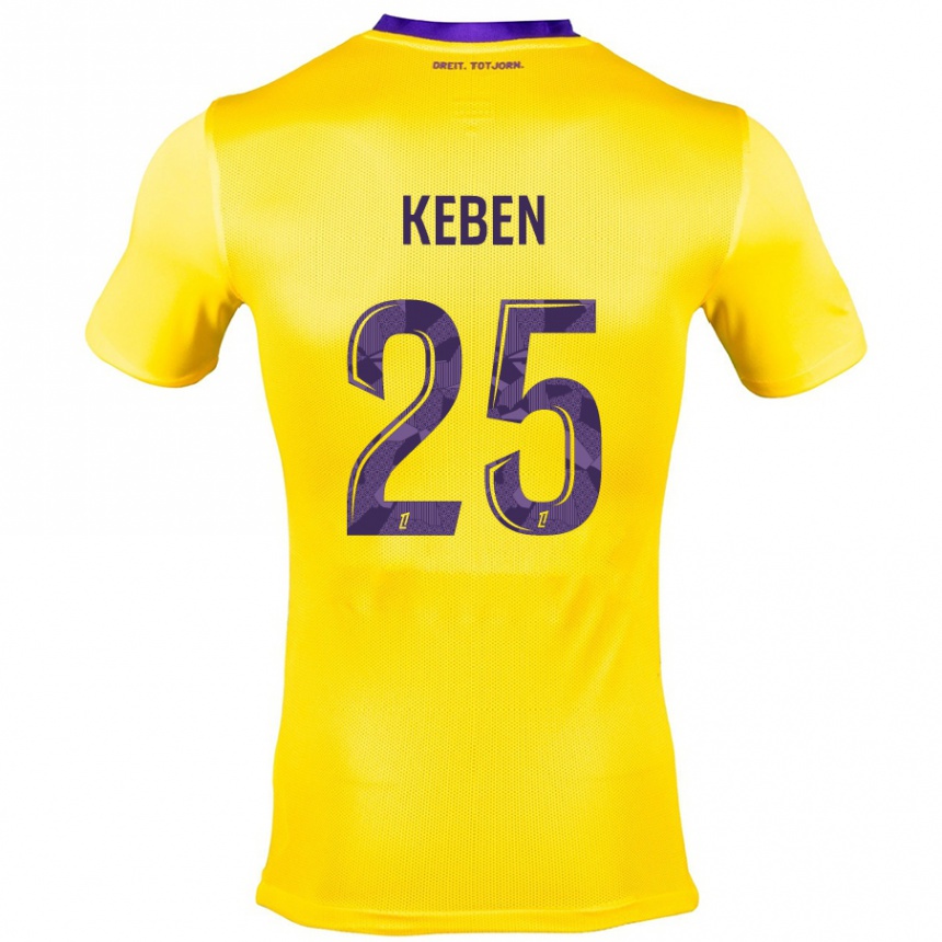 Niño Fútbol Camiseta Kévin Keben #25 Amarillo Morado 2ª Equipación 2024/25 Perú