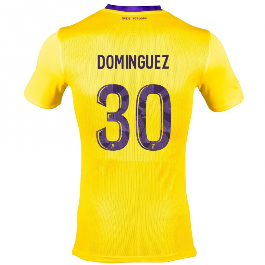 Niño Fútbol Camiseta Álex Domínguez #30 Amarillo Morado 2ª Equipación 2024/25 Perú