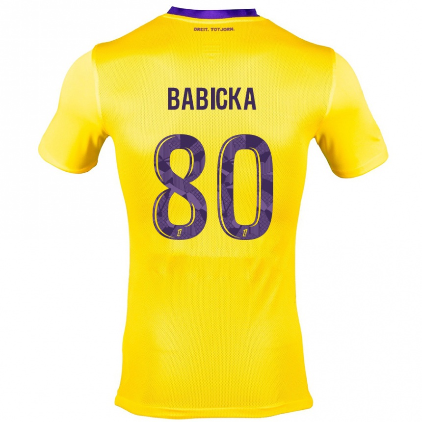 Niño Fútbol Camiseta Shavy Babicka #80 Amarillo Morado 2ª Equipación 2024/25 Perú