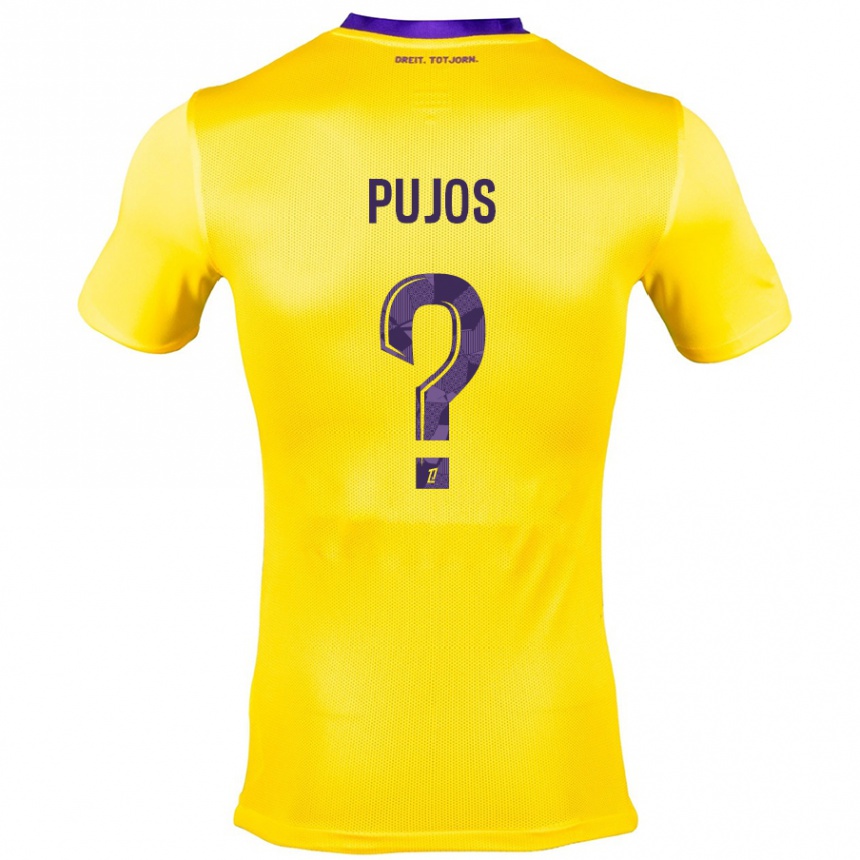 Niño Fútbol Camiseta Clément Pujos #0 Amarillo Morado 2ª Equipación 2024/25 Perú