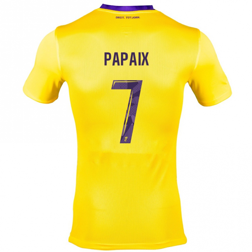 Niño Fútbol Camiseta Marie Papaix #7 Amarillo Morado 2ª Equipación 2024/25 Perú