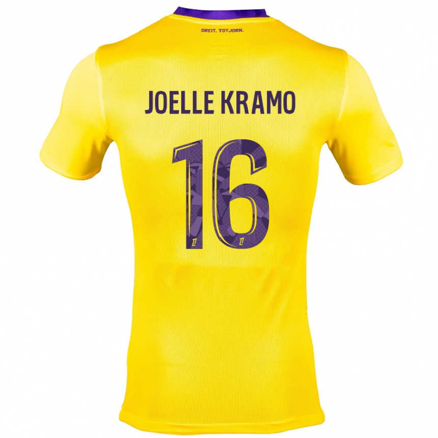 Niño Fútbol Camiseta Marie Joelle Kramo #16 Amarillo Morado 2ª Equipación 2024/25 Perú