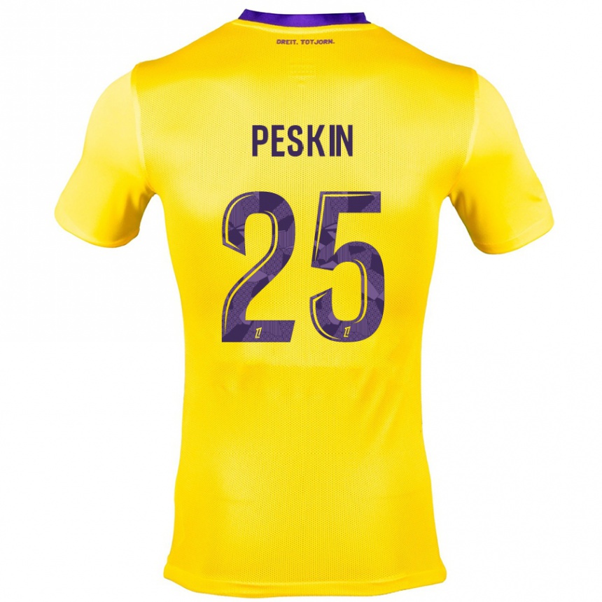 Niño Fútbol Camiseta Kelso Peskin #25 Amarillo Morado 2ª Equipación 2024/25 Perú