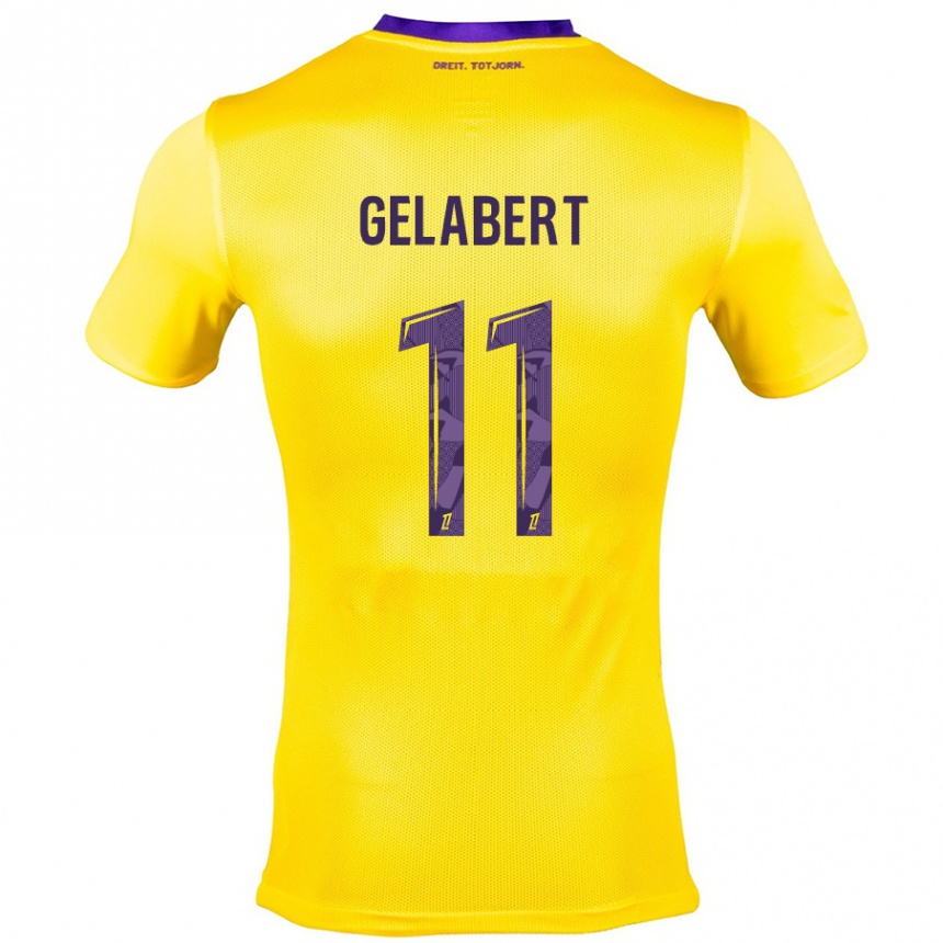 Niño Fútbol Camiseta César Gelabert #11 Amarillo Morado 2ª Equipación 2024/25 Perú