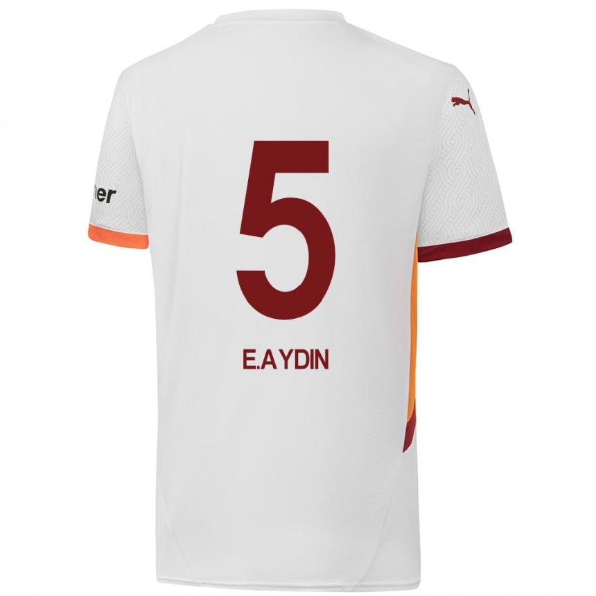 Niño Fútbol Camiseta Eyüp Aydin #5 Blanco Amarillo Rojo 2ª Equipación 2024/25 Perú